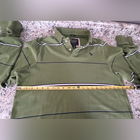 Abercrombie & Fitch Green Blue White Rugby Shirt Muscle Y2K Preppy Size XL Heavy - Picture 8 of 9